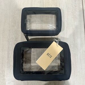 BEIS Black and Transparent In-Flight Cosmetic Case